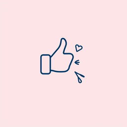 A dark blue line art icon representing the satisfaction level depicted by pressing a like button on social media
