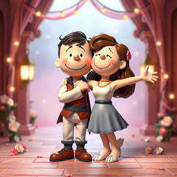 A delightful 3D illustration showcasing Peanuts characters as Romeo and Juliet