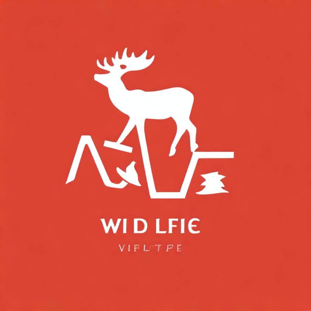 This is a high-quality digital art image of a 'Save Wildlife' logo, rendered in a striking red color