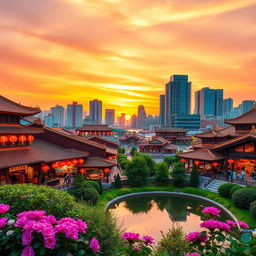 A stunning backdrop featuring the vibrant cityscape of Chengdu, China