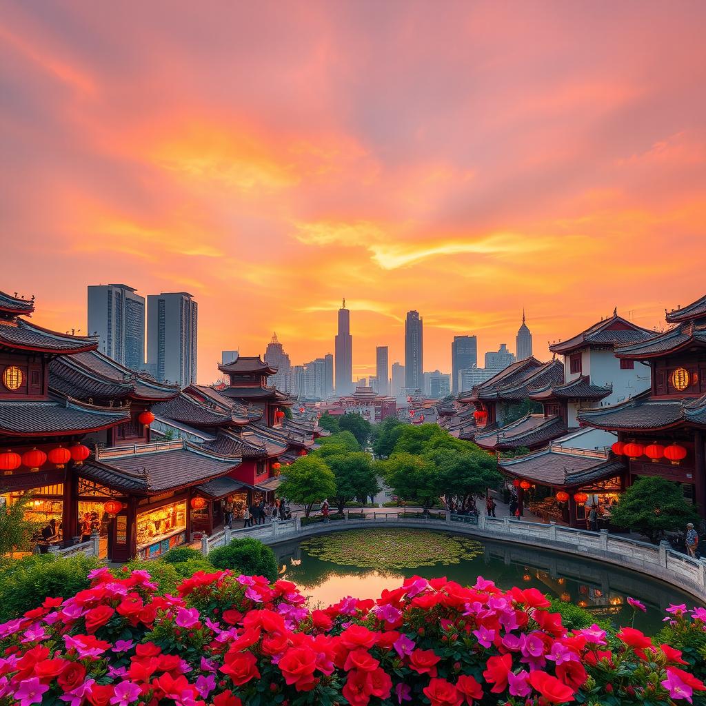 A stunning backdrop featuring the vibrant cityscape of Chengdu, China