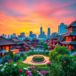 A stunning backdrop featuring the vibrant cityscape of Chengdu, China