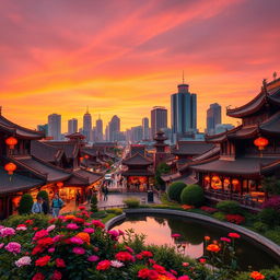 A stunning backdrop featuring the vibrant cityscape of Chengdu, China