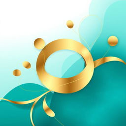 A beautifully designed digital artwork featuring a sleek and modern aesthetic, with a color palette dominated by shades of turquoise and gold