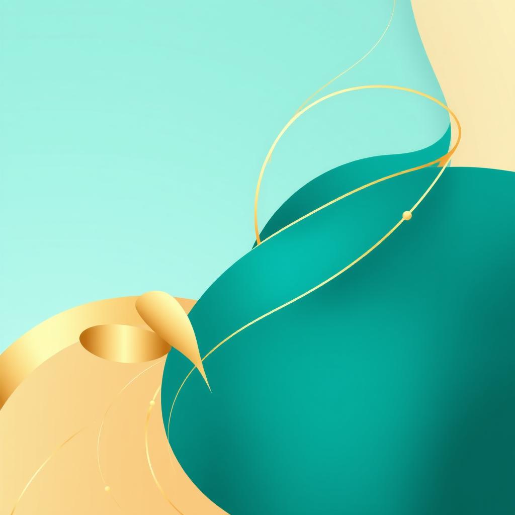 A beautifully designed digital artwork featuring a sleek and modern aesthetic, with a color palette dominated by shades of turquoise and gold