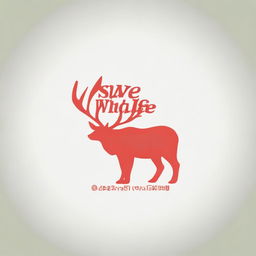 This is a high-quality digital art image of a 'Save Wildlife' logo, rendered in a striking red color