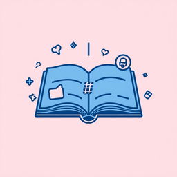 A dark blue line art icon visually representing the concept of books being introduced on social media