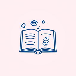 A dark blue line art icon visually representing the concept of books being introduced on social media