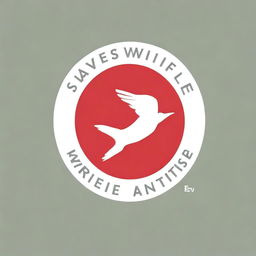 This is a high-quality digital art image of a 'Save Wildlife' logo, rendered in a striking red color