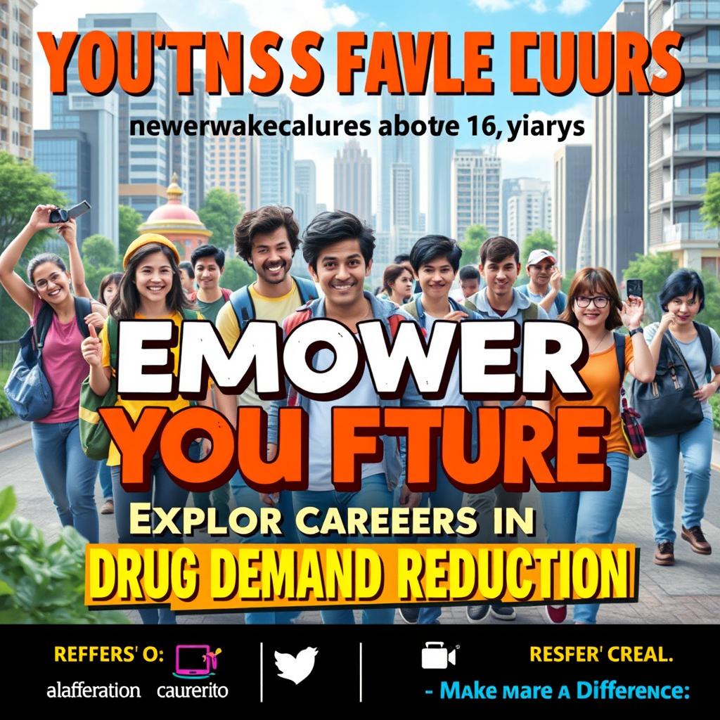 A vibrant poster designed to attract and engage youths above 16 years for a session on drug demand reduction careers