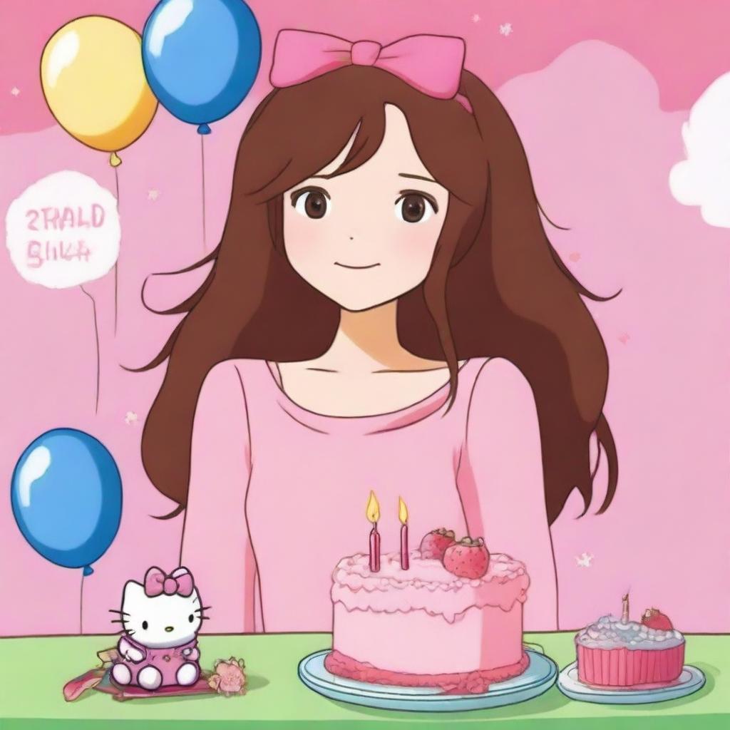 High-quality digital art depicting a young woman celebrating her 29th birthday