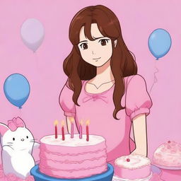 High-quality digital art depicting a young woman celebrating her 29th birthday