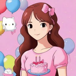 High-quality digital art depicting a young woman celebrating her 29th birthday