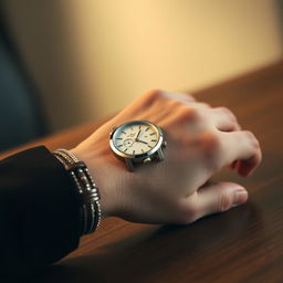 A fashionable wristwatch placed perfectly around a hand and wrist, showcasing its elegant design and intricate details