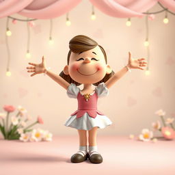 A delightful 3D illustration of a Peanuts character dressed in a Juliet costume