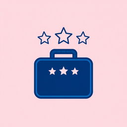 Dark blue line art icon illustrating a high-quality product receiving a 5-star rating, elegantly designed with sharp, clear lines