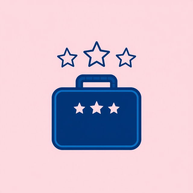 Dark blue line art icon illustrating a high-quality product receiving a 5-star rating, elegantly designed with sharp, clear lines