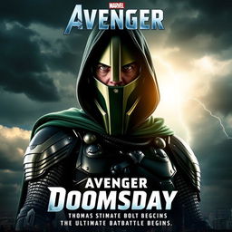 An action-packed movie poster for 'Avenger Doomsday' featuring Thomas Shelby as Doctor Doom