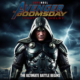 An action-packed movie poster for 'Avenger Doomsday' featuring Thomas Shelby as Doctor Doom