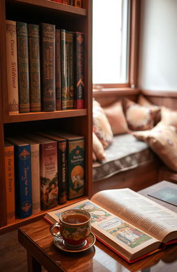 A beautifully arranged collection of Gujarati poetry books, displayed on a wooden bookshelf