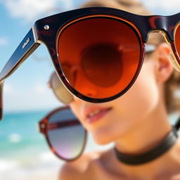 A high-quality image of stylish sunglasses from Araf Optics, showcasing a modern, sleek design with a glossy finish