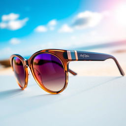 A high-quality image of stylish sunglasses from Araf Optics, showcasing a modern, sleek design with a glossy finish