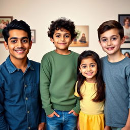 A heartwarming family portrait featuring three brothers and their sister