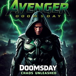 An intense movie poster for 'Avenger Doomsday' featuring Thomas Shelby as Doctor Doom