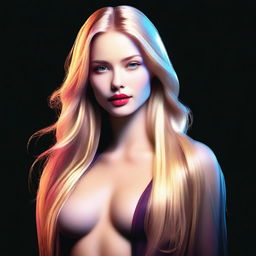 A high-quality digital art image showcasing a blonde woman with medium-sized lips and long, straight hair