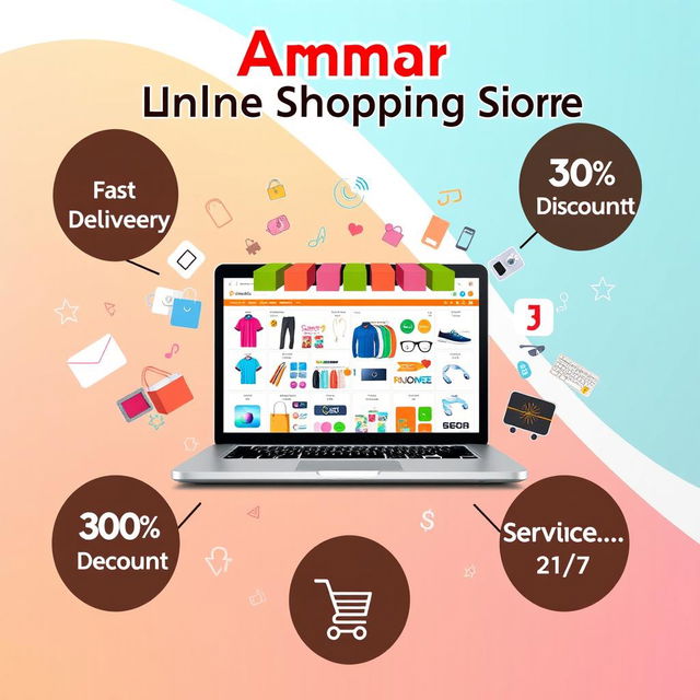 A visually appealing poster for 'Ammar Online Shopping Store'