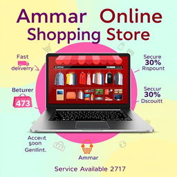 A visually appealing poster for 'Ammar Online Shopping Store'