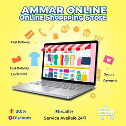 A visually appealing poster for 'Ammar Online Shopping Store'