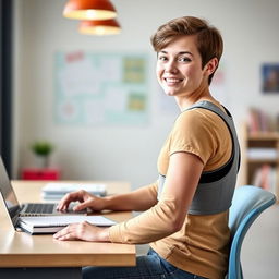 A trendy and ergonomic posture corrector designed for young individuals, featuring a modern and visually appealing design