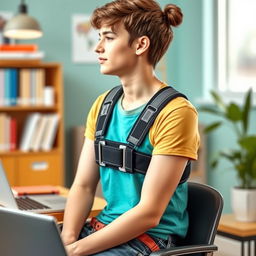 A trendy and ergonomic posture corrector designed for young individuals, featuring a modern and visually appealing design