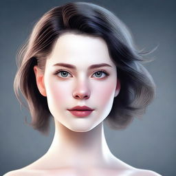 A high quality digital art image showcasing a millennial pale-skinned girl with short, dark hair