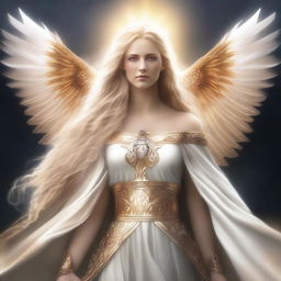 This digital art image portrays Freyja, the Norse goddess of love, beauty, and fertility