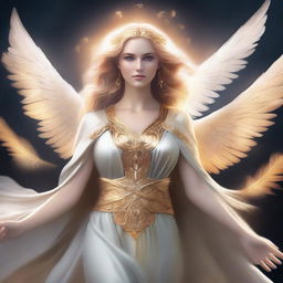 This digital art image portrays Freyja, the Norse goddess of love, beauty, and fertility