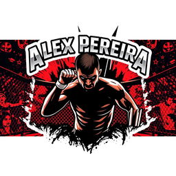 A striking and dynamic graphic design suitable for a hoodie sticker, featuring an intense mixed martial arts match scene in the foreground