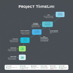 A detailed project timeline tracing the stages of a large-scale construction project