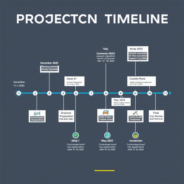 A detailed project timeline tracing the stages of a large-scale construction project