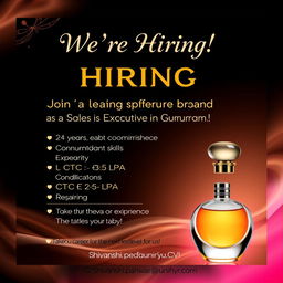 An eye-catching social media poster announcing a job opportunity at a leading Indian perfume brand