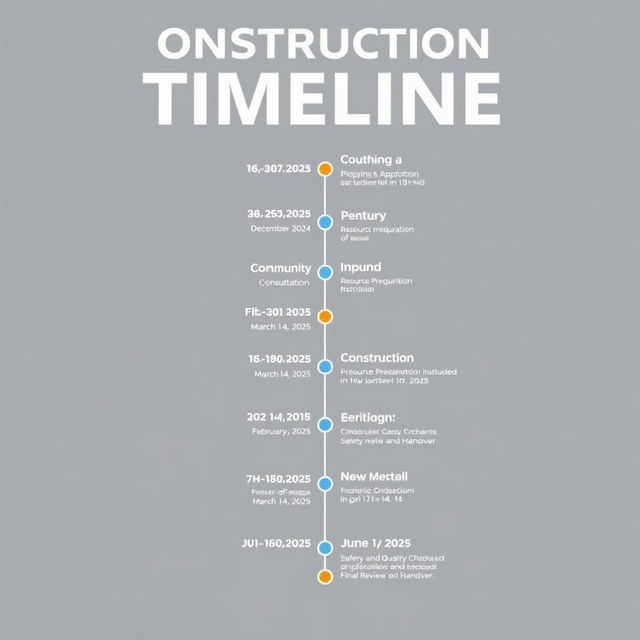 A visual representation of a construction project timeline, highlighting the key phases of the project