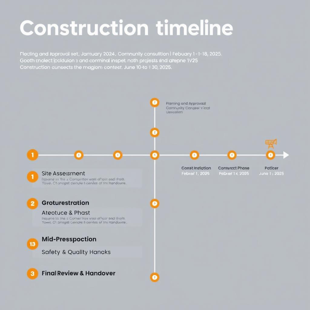 A visual representation of a construction project timeline, highlighting the key phases of the project