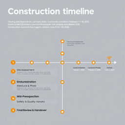 A visual representation of a construction project timeline, highlighting the key phases of the project