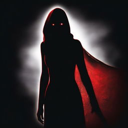 This is a high-quality digital art image, depicting a mysterious female figure shrouded in darkness