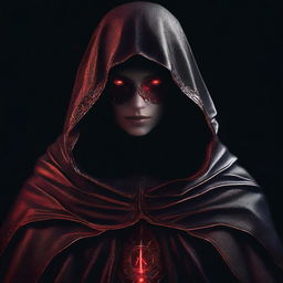 This is a high-quality digital art image, featuring a mysterious female figure enveloped in darkness