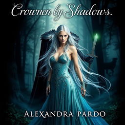 A mystical and enchanting book cover for the novel "Crowned by Shadows" by Alexandra Pardo
