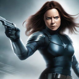 This is a high-quality digital art image, portraying the female version of the Winter Soldier