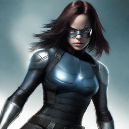 This is a high-quality digital art image, showcasing the female version of the Winter Soldier