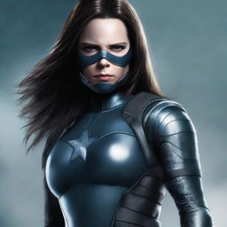 This is a high-quality digital art image, displaying the female version of the Winter Soldier